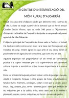 Obert el Centre d'Interpretació del Món Rural d'Alcarràs