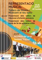 Representació final tallers de música estiu i actuació del grup lleidatà FAUNA