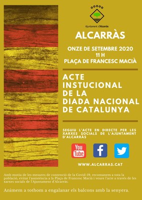 Alcarràs adapta els actes de la Diada Nacional de Catalunya a les exigències sanitàries de la pandèmia