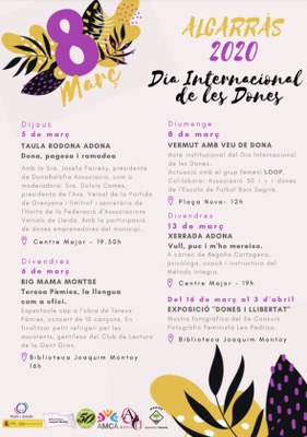 Alcarràs commemora el Dia Internacional de les Dones amb concerts, exposicions i xerrades, una taula rodona i un vermut musical