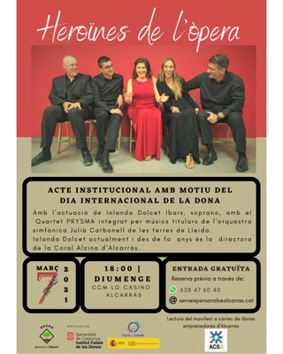 Alcarràs commemora el Dia Internacional de les Dones amb un concert d’Òpera, exposicions, cinema i actes reivindicatius