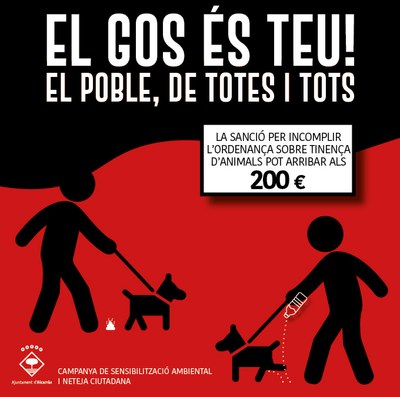 Alcarràs multarà amb 200 euros qui no reculli les deposicions i dilueixi amb aigua les miccions de la seva mascota a l’espai públic