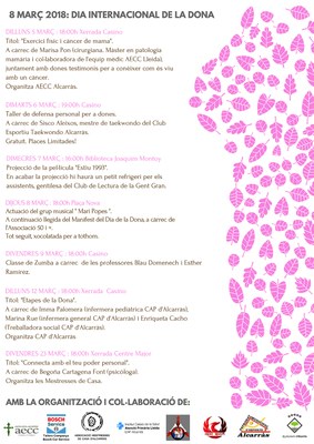 Alcarràs programa diverses propostes per commemorar el Dia Internacional de la Dona