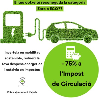 Alcarràs promociona la bonificació del 75% de l’Impost de Circulació pels vehicles menys contaminants 