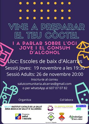 Alcarràs se suma a la Setmana de sensibilització sobre els riscos del consum d’alcohol amb xerrades i tallers de còctels saludables