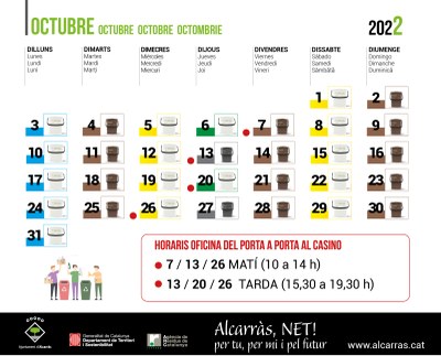 Calendari 'Porta a Porta' octubre 2022