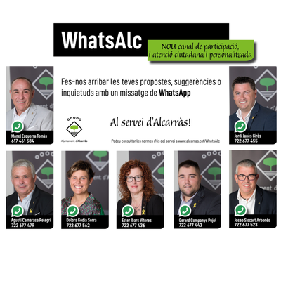 El servei WhatsAlc es consolida com a canal de comunicació entre els regidors de l’equip de govern i la ciutadania 