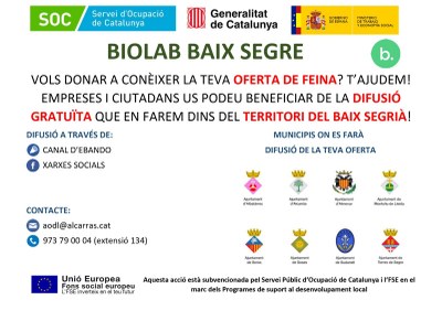 Gairebé una cinquantena de persones troba feina amb la borsa de treball activada per Biolab Baix Segrià i l’Ajuntament d’Alcarràs  