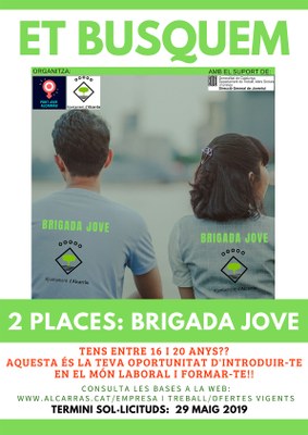 L’Ajuntament d’Alcarràs selecciona dos joves per a la tercera edició del Projecte Brigada Jove 2019