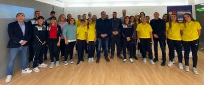 Recepció institucional a la selecció femenina de Catalunya de futsal, que disputa aquest cap de setmana a Alcarràs el Campionat Europeu